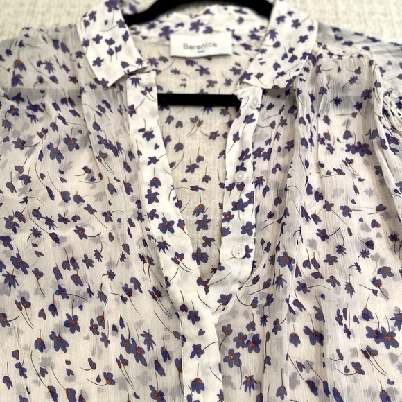 Berenice blouse with blue/red flowers - Picture 3 of 6